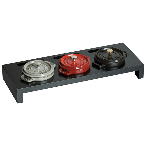 STAUB | SPECIALITIES - Tábua de servir para 3 mini cocottes - 420x160mm - Madeira de fibra - Preto