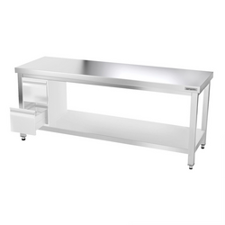 Työpöytä ruostumattomasta teräksestä PREMIUM  - 2000x600mm - perushyllyllä ilman jalustaa