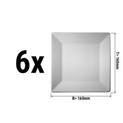 (6 bucăți) MAYA - Farfurie - plată și pătrată - 160x160mm - Alb
