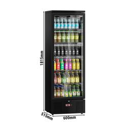 Commercial Upright Glass Door Display Fridge - 600mm - 292 Litres - stainless steel interior - with 1 hinged glass door - digital controller with temperature display - Black - Temperature range 2 to 8 °C