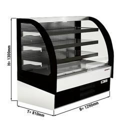 Vitrine murale réfrigérée - Libre-service - 1250mm - 365L - avec 3 étagères - arrière fermé - avec rideau de nuit - Noir