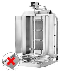 Macchina per Kebab Professionale a Gas  - 3 bruciatori - max 40kg - Da banco - incl. 2 protezioni laterali; 2 sportelli; spiedo; vaschetta raccogli grassi; ugelli metano e GPL