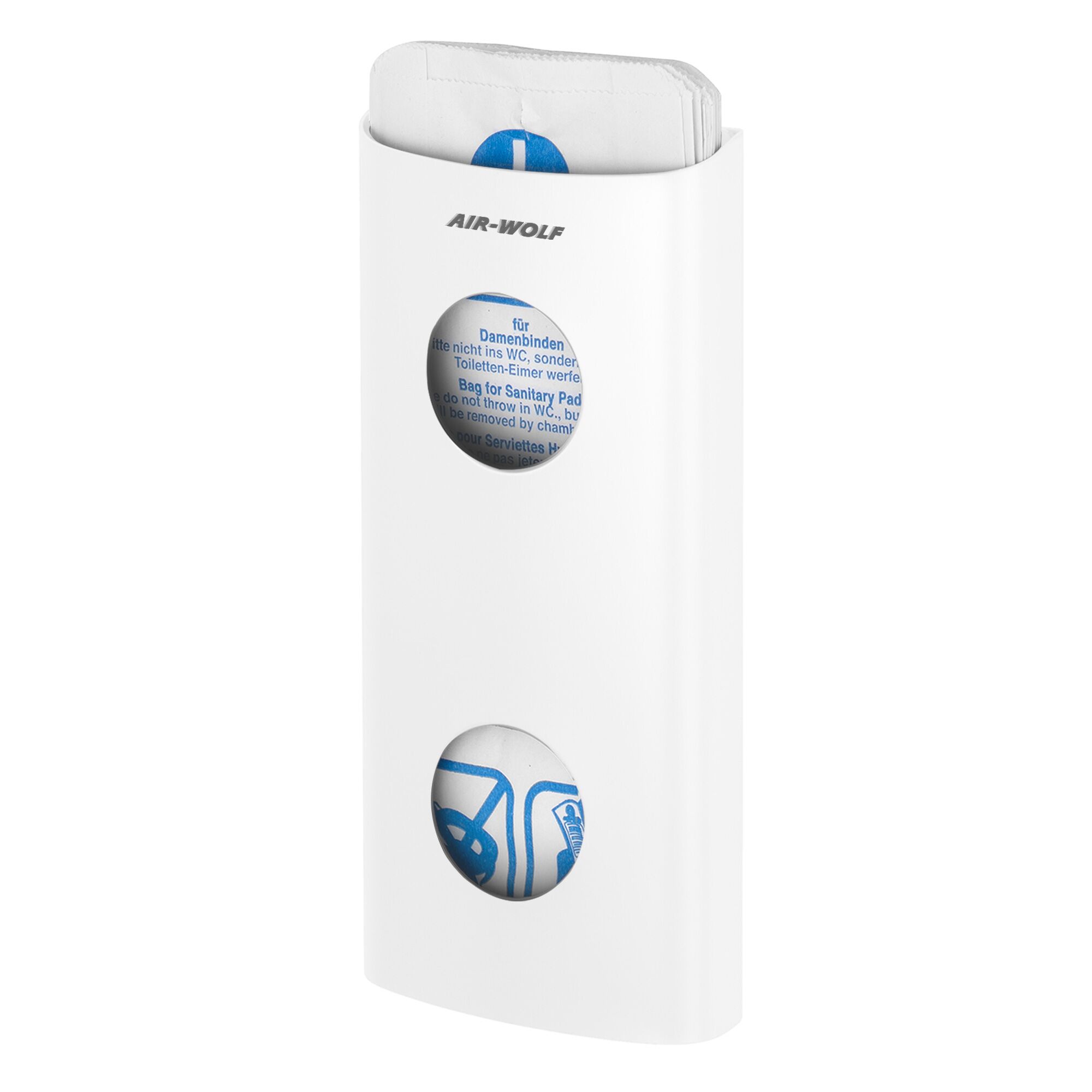 AIR-WOLF | Distributeur de sachets hygiéniques pour jusqu’à 25 sachets - Inox blanc
