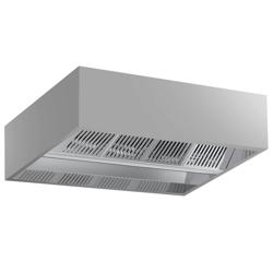 Campana de techo profesional con inducción de aire - 2000mm - sin motor - con filtros de lamas - LED - AISI 304 - bandeja recogegrasas