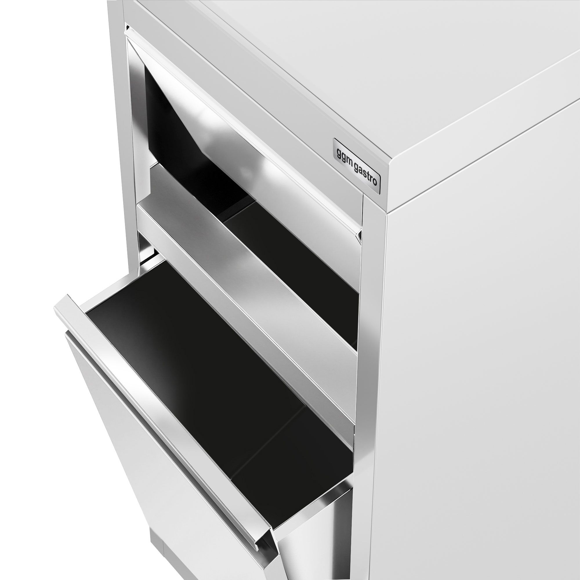 Poubelle - avec couvercle basculant - 400x1150x600mm - fermeture silencieuse, coins arrondis, 4 pieds stables, conforme CE, normes alimentaires européennes, AISI 430 - Acier inoxydable