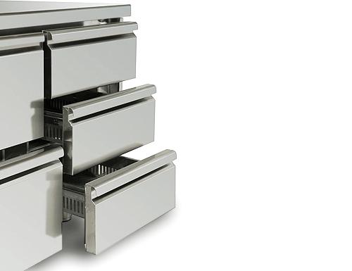 Drawer kit - Stainless steel - 560x612.8x805mm - for Refrigerated Beer Counter, BA series - 3 drawers, 1/3 split