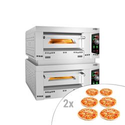 فرن بيتزا غاز احترافي - (حجر شاموت كامل) - 1130x1260mm - 6+6 x 34cm (عميق) - حتى 450°C - تحكم يدوي - شامل شفاط الهواء و قاعدة الفرن