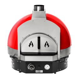 Horno de pizza a gas - 1 cámara - para Ø70cm pizza - Manual - Rojo - hasta 400°C - incl. bastidor inferior con estante