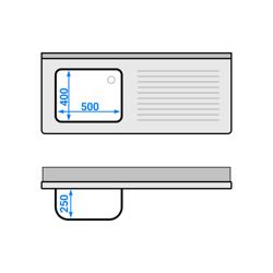 Commercial Dishwasher Sink Unit PREMIUM - 1400x600mm - Single Bowl Sink - Right Hand Drainer