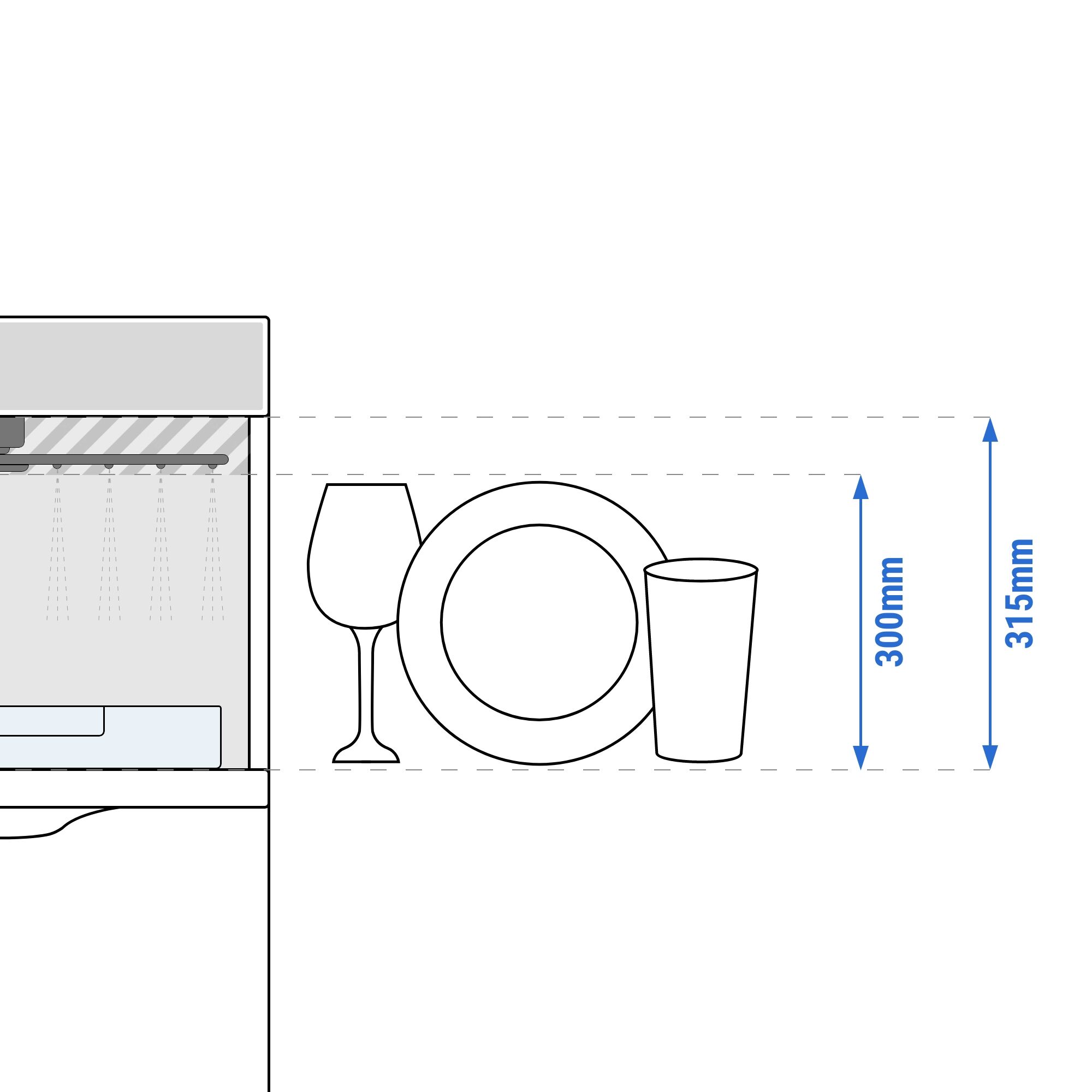 Lave-verres professionnel à double paroi - Numérique - 2,97kW - incl. Filtre à eau anti-calcaire - avec évacuation par gravité, pompes à détergent et de liquide de rinçage