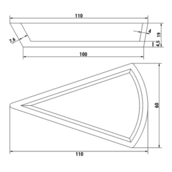 Platta för Tartletmaskin - Form: Tårtbit - överdel: 110 x 60 mm, underdel: 100 x 48mm / höjd: 20 mm