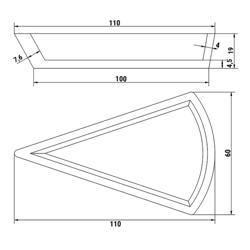 Platta för Tartletmaskin - Form: Tårtbit - överdel: 110 x 60 mm, underdel: 100 x 48mm / höjd: 20 mm