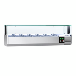 Gekoelde opzetvitrine PREMIUM met LED-verlichting - 1400x335mm - 6x GN 1/4