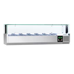 Vetrina Refrigerata Porta Ingredienti / Vetrina Gastronorm PREMIUM con luce LED - 1400x335mm - 6x GN 1/4 - vetri dritti
