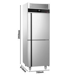 Vrieskast RVS PREMIUM - GN 2/1 - 700mm - 700liter - tot -20°C~-10°C - met 2 glasdeuren - geforceerde koeling, automatische ontdooiing & binnenverlichting