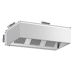 Commercial Box Extraction Canopy - Stainless Steel - Light – 1,800×1,100×450 mm – 3 Baffle Filters