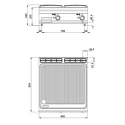 Elektro Bratplatte - 13,2 kW - Gerillt