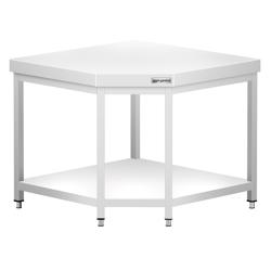 Кутовий виробничий стіл PREMIUM з нержавіючої сталі - 1000x700 мм - з нижньою полицею, без бортика