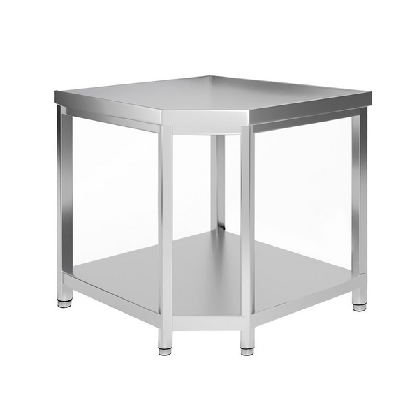 Kutni radni stol od nehrđajućeg čelika PREMIUM - 1000x700 mm - Sa podnom pločom bez poleđine