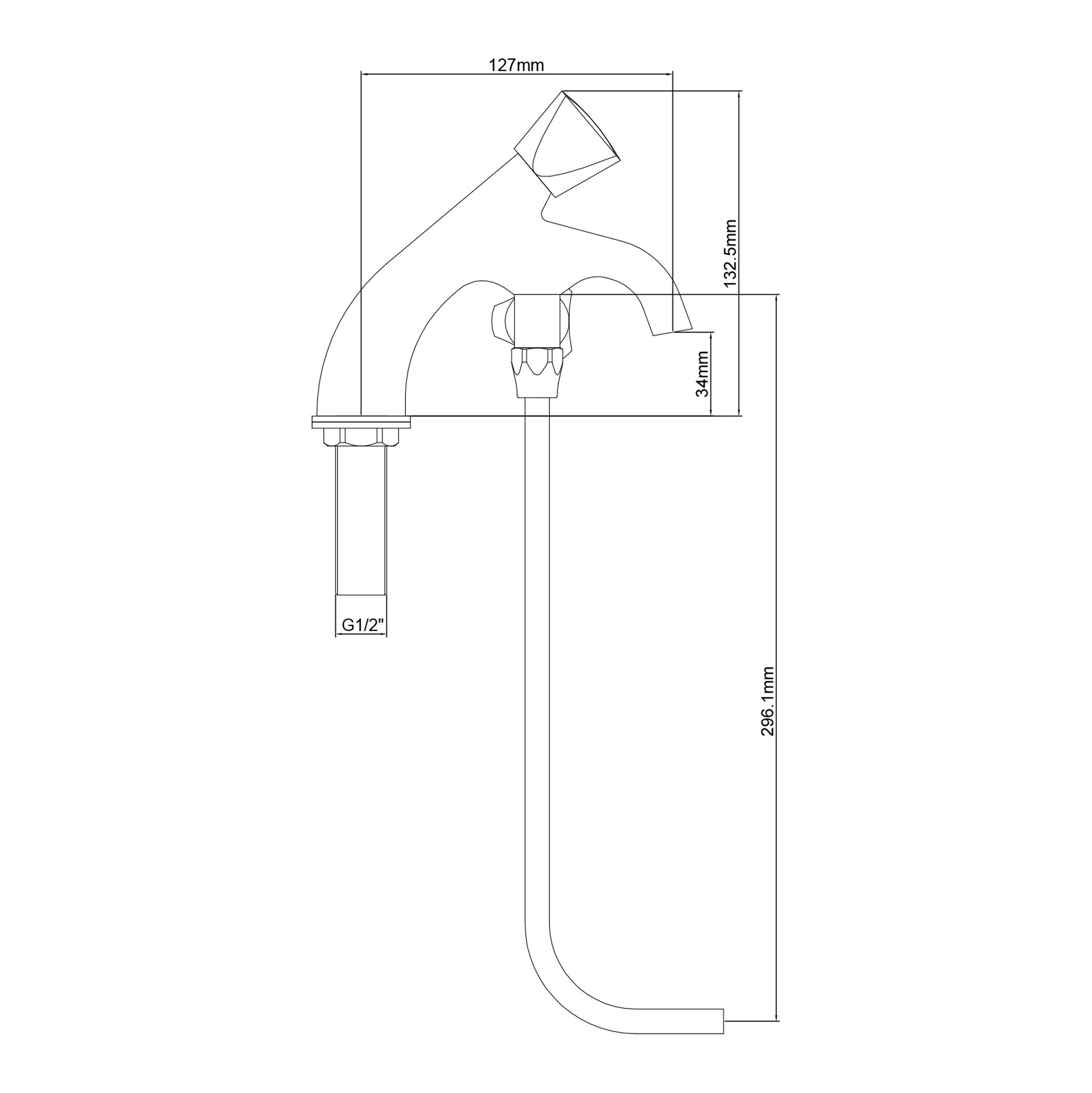 Mitigeur monotrou - fixation sur table - avec bec orientable, corps en laiton chromé & petit bec en inox - 34x127x460mm