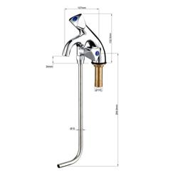 Mitigeur monotrou - fixation sur table - avec bec orientable, corps en laiton chromé & petit bec en inox - 34x127x460mm