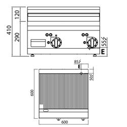 Commercial Electric Griddle - 8.0kW - Ribbed Plate - Cooking area: 596x430mm