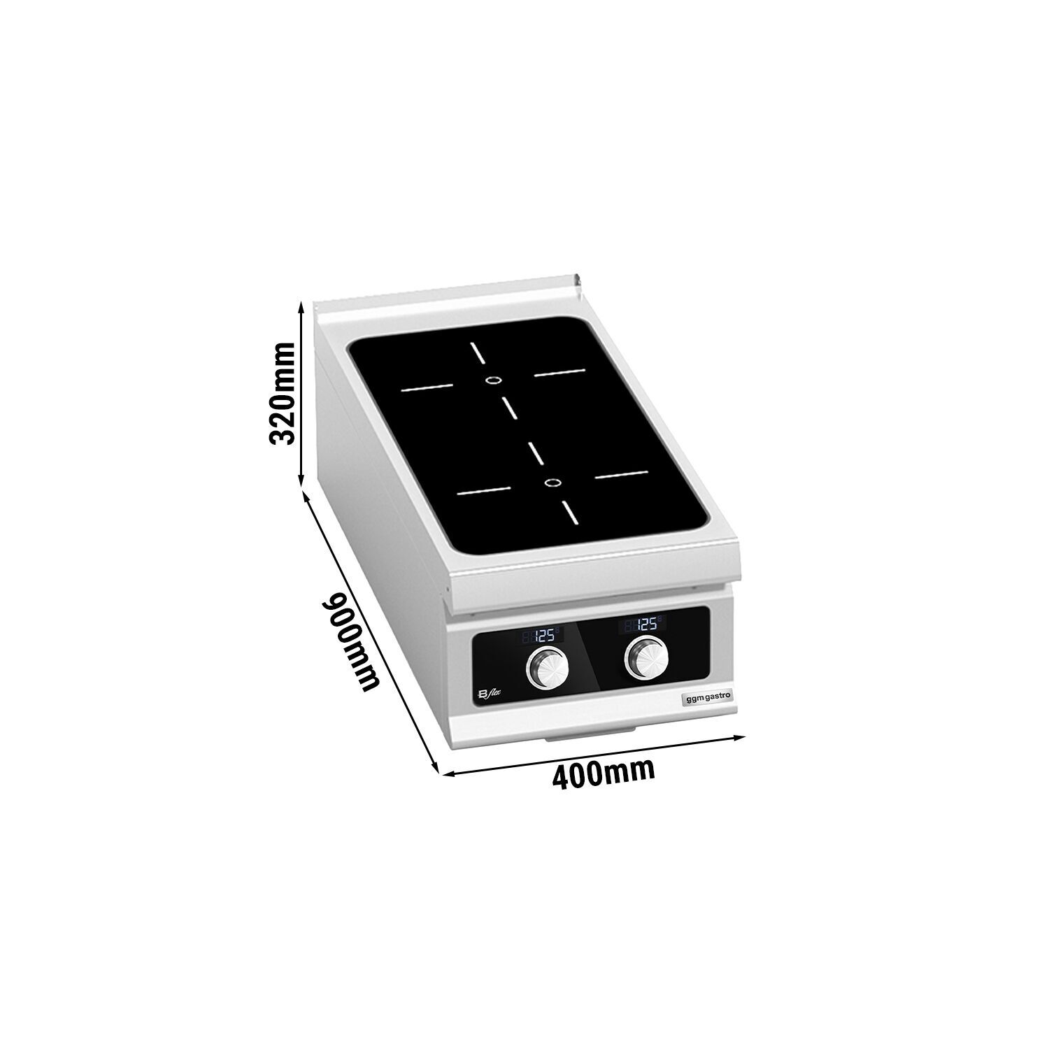 Fourneau à induction - 10kW - 2 foyers - avec commandes Bflex Digital