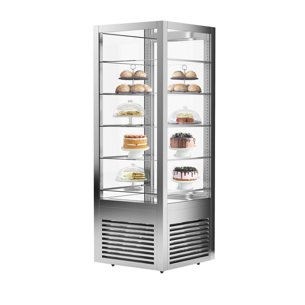 Panoramische vitrine - 440 liter - 5 glazen legborden - 2 deuren