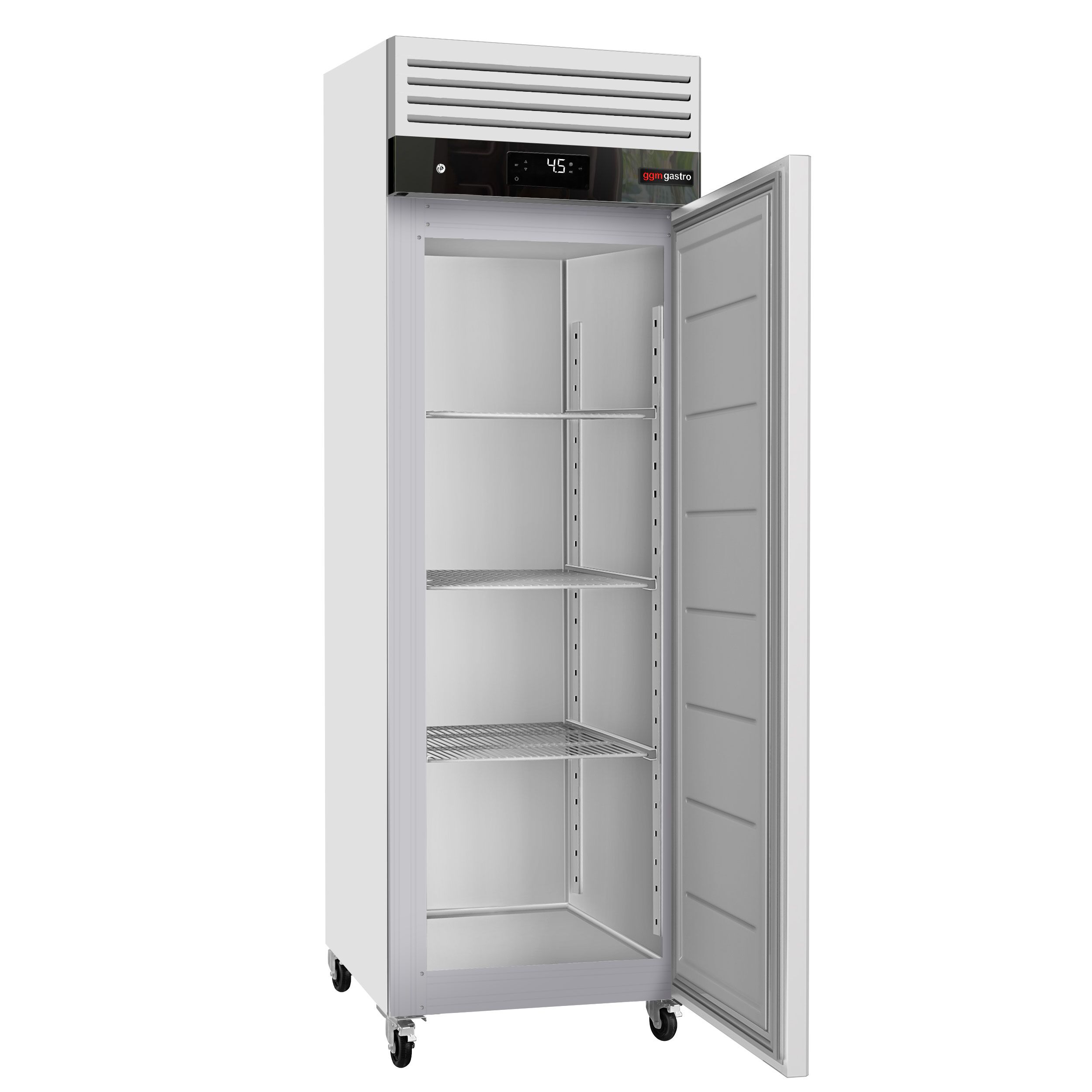 Armoire réfrigérée positive en acier inoxydable ECO – 600 litres – avec 1 porte – intérieur de la porte en plastique