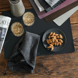 (12 stuks) Placemats James - in elegante lederlook - 33 x 46 cm - Antraciet