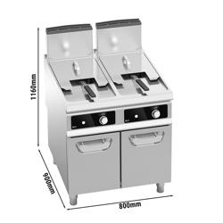 Dubbele gasfriteuse - 18+18 liter - 28 kW - indirect verwarmd - digitale bediening - Bflex Digital - met aftapkraan - incl. onderstel