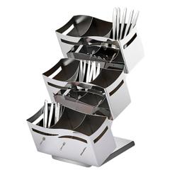 Cutlery Pot Holder - 230x350mm - Height: 515mm - Stainless steel - with 3x 3 shelves - with 9 compartments