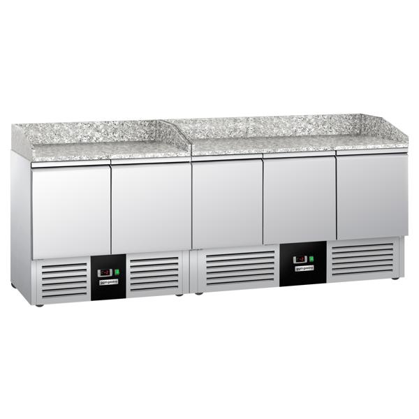 Pizzawerkbank PREMIUM - 2300x700mm - granieten werkblad - met 5 deuren
