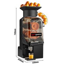 Elektrische Orangenpresse - mit automatischer Fruchtzufuhr & regulierbarem Ablasshahn - Schwarz