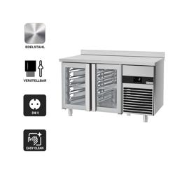 Koelwerkbank PREMIUM - 1400x700mm - 2 glazen deuren - met spatrand - digitale thermostaat - 281 liter