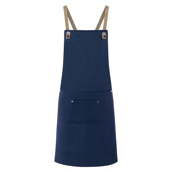 (6 pieces) KARLOWSKY | Adjustable Cross-Back Bib Apron Urban Nature – Steel Blue - 700×850 mm