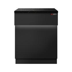 Kassadisk Toronto & LED-belysning - 600x880 mm - svart front - bänkskiva i svart granit - rostfritt stål