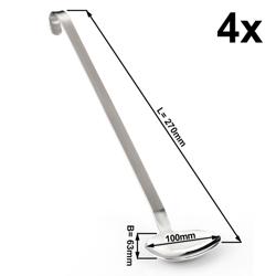 (4 stuks) Sauslepel - Ø 100mm - Lengte: 270mm - RVS