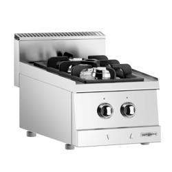 Ipari gáztűzhely - 600-as - asztali - összteljesítmény: 12,0 kW - 2 égős - 400x600x300 mm
