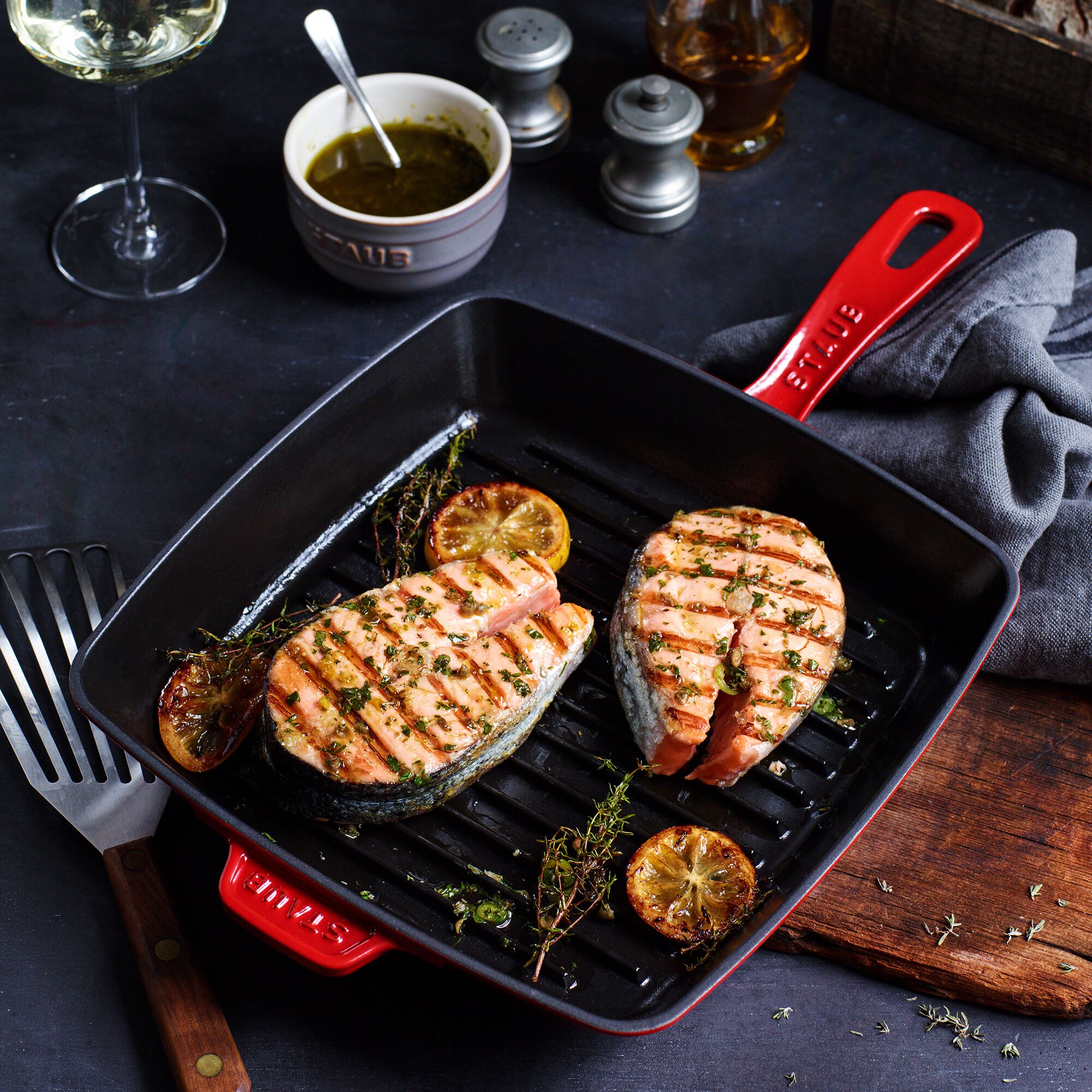 STAUB | GRILL PANS - American Grill - 260x260 mm - Fonte - Rouge Kirsch