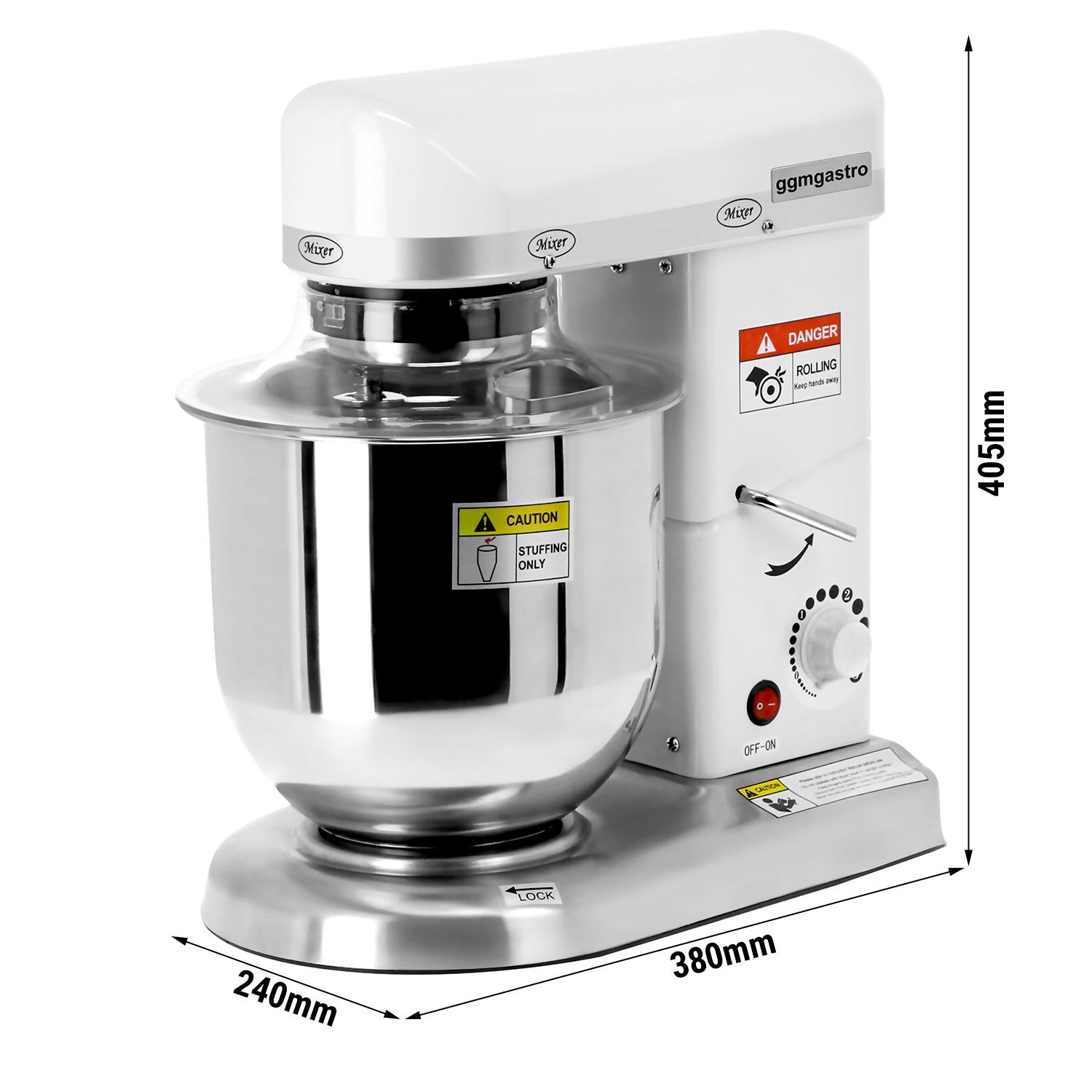 Impastatrice planetaria - 7 litri - 500 Watt - incl. 3 accessori per mescolare