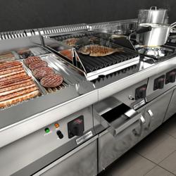 Bain-marie électrique - 1,2 kW - 1x GN 1/1 & 3x GN 1/9 - incl. soubassement avec 2 portes