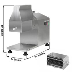 Električni Stroj za omekšavanje mesa - materijal: nehrđajući čelik - max. širina reza: 180 mm - snaga: 350 W - dimenzije: 205 x 465 x 435 mm - napon/faza: 230 V monofazna