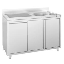 Mueble fregadero de acero Inox. con cubo de basura - 1,2 m - 1 fregadero a la derecha