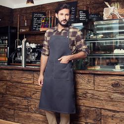 (6 Adet) KARLOWSKY | Bistro Önlük Jeans Stili - Vintage Siyah