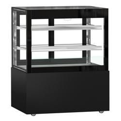 Witryna ekspozycyjna na ciasta MADRID - 1000 mm - z oświetleniem LED, kurtyną & 2 półkami - Czarny mat	