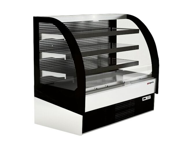 Vitrine murale réfrigérée - Libre-service - 1250mm - 365L - avec 3 étagères - arrière fermé - avec rideau de nuit - Noir