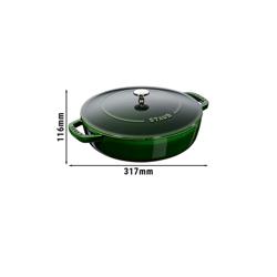 STAUB | BRAISERS - Sauteerpan met Chistera Drop Structure - 240mm - Gietijzer - Basilicumgroen
