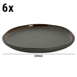 (6 buc) Davide - Farfurie plată - gresie - Ø 220 mm - maro