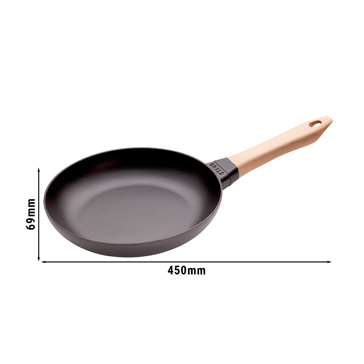 STAUB | PANS - Poêle avec manche en bois - Ø 240mm - Fonte - Noir